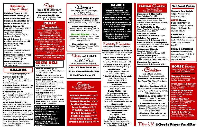 Geet's Diner - Williamstown, NJ menu_pic