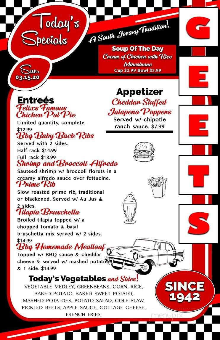 Geet's Diner - Williamstown, NJ menu_pic