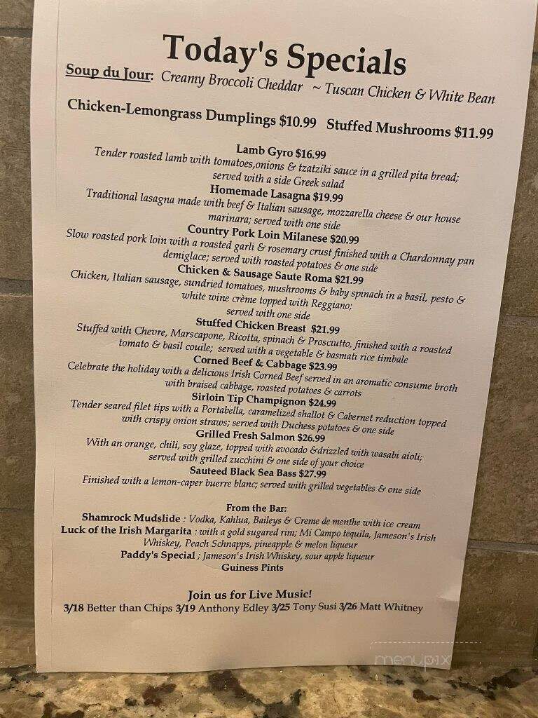 Beni's Restaurant Bar and Grill - Vernon, CT menu_pic