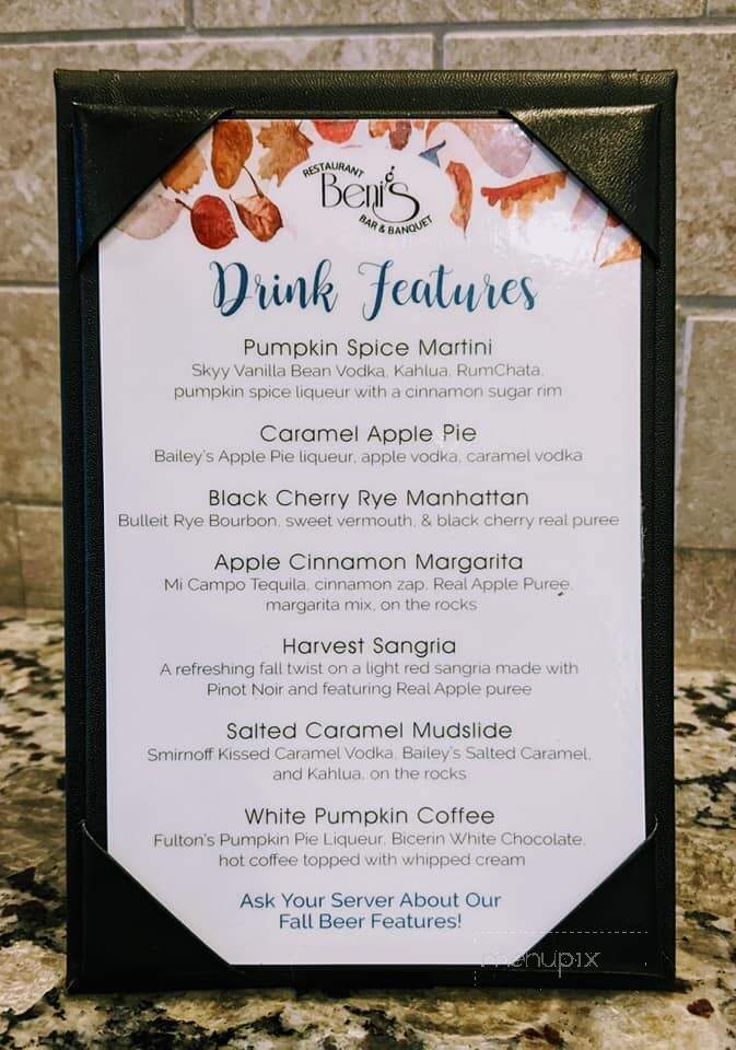 Beni's Restaurant Bar and Grill - Vernon, CT menu_pic