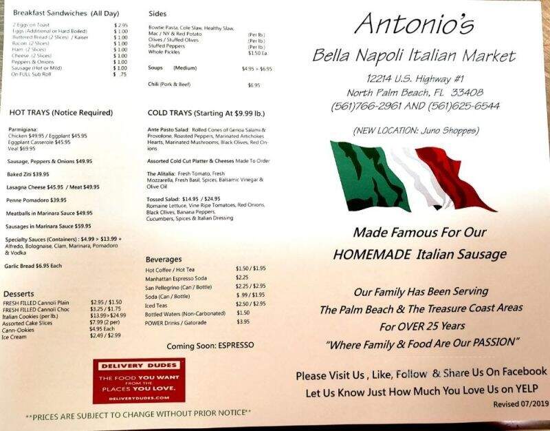 Antonio's Bella Napoli Italian Market - North Palm Beach, FL menu_pic
