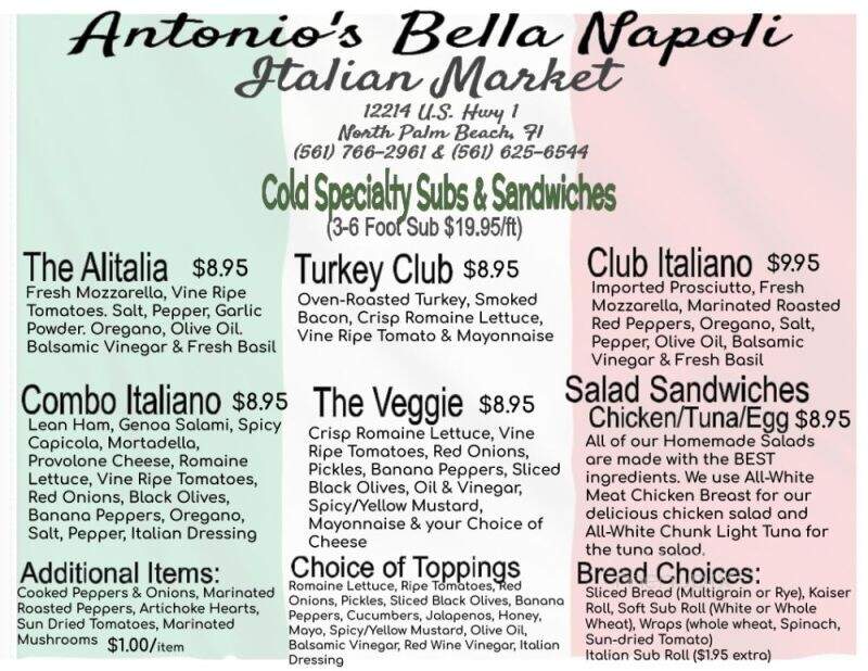 Antonio's Bella Napoli Italian Market - North Palm Beach, FL menu_pic