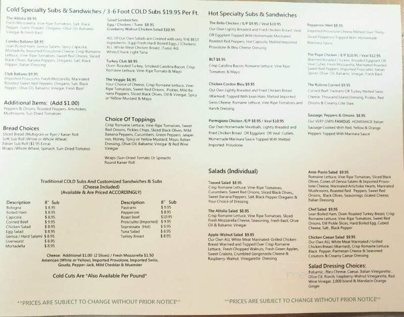 Antonio's Bella Napoli Italian Market - North Palm Beach, FL menu_pic