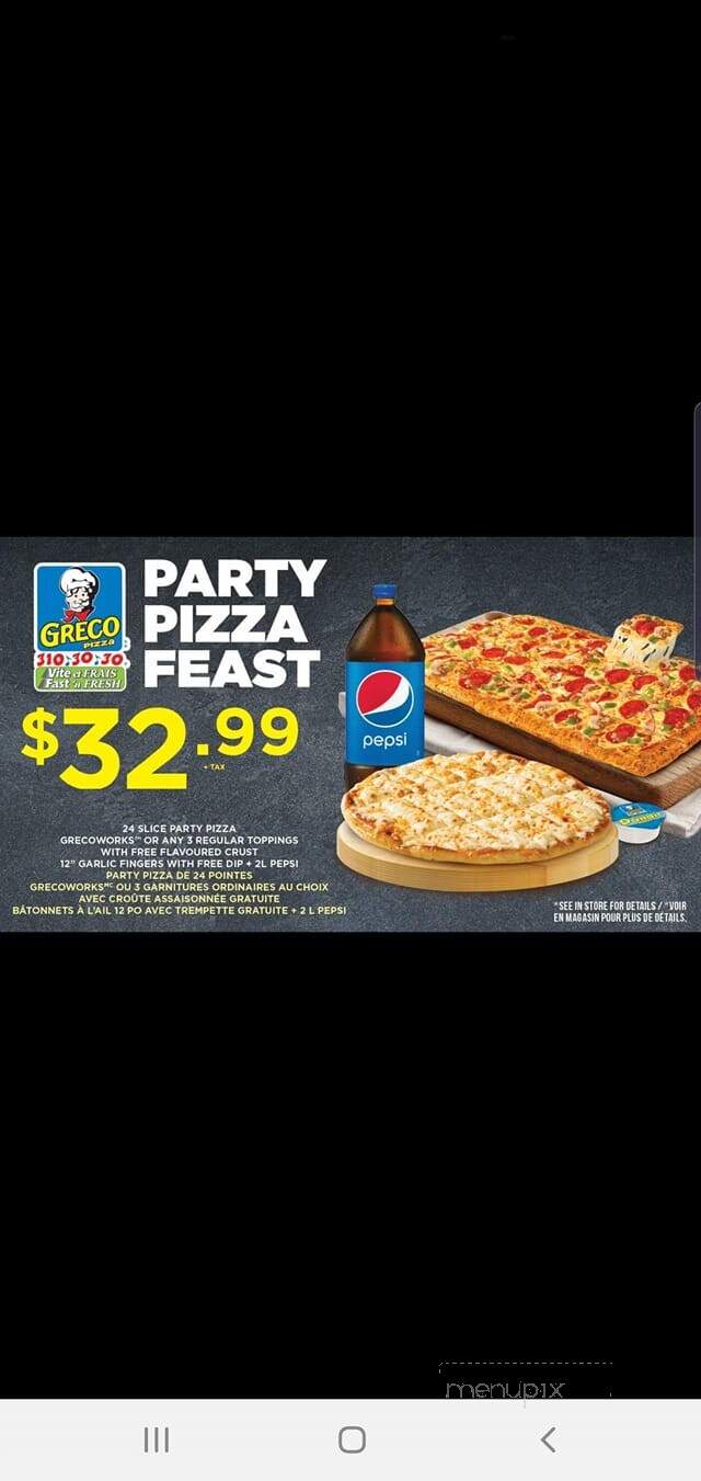 Greco Pizza - Dalhousie, NB menu_pic