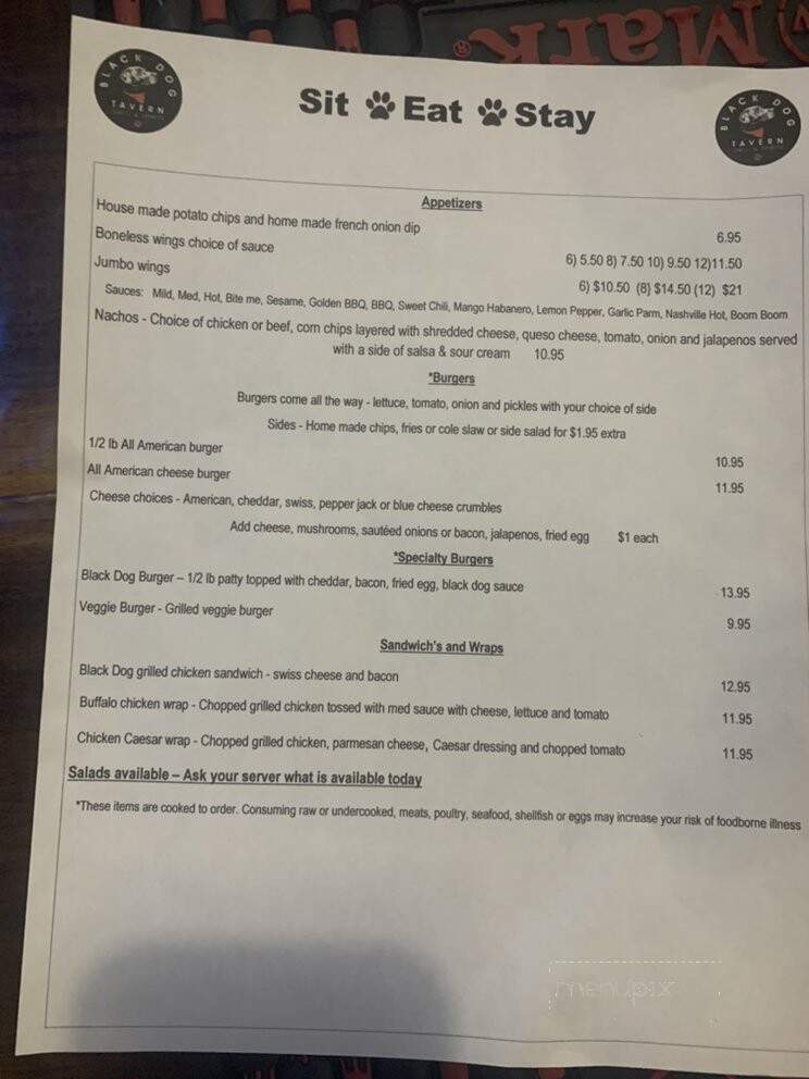 Black Dog Bar and Grill - Hayesville, NC menu_pic