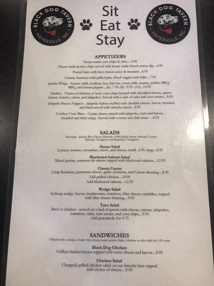 Black Dog Bar and Grill - Hayesville, NC menu_pic