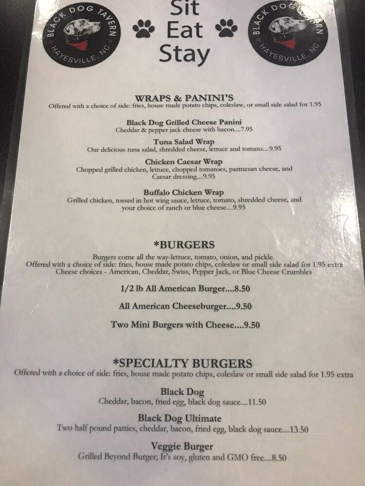 Black Dog Bar and Grill - Hayesville, NC menu_pic