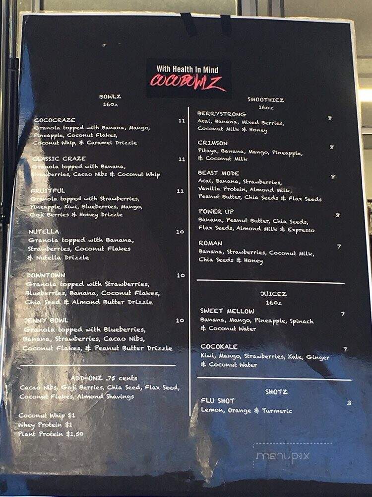 Coco Bowlz - Greenville, SC menu_pic