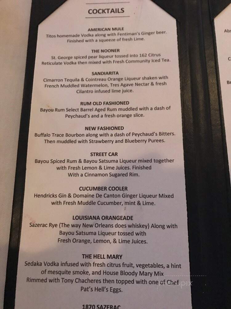 Pat Gallaghers 527 - Mandeville, LA menu_pic