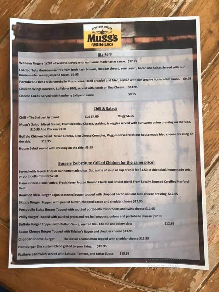 Muggs of Mille Lacs - Wahkon, MN menu_pic