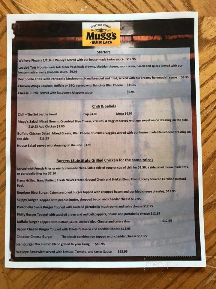 Muggs of Mille Lacs - Wahkon, MN menu_pic