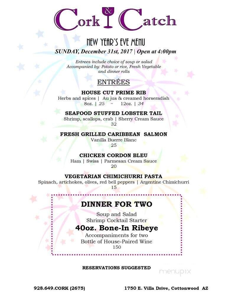 Cork & Catch - Cottonwood, AZ menu_pic