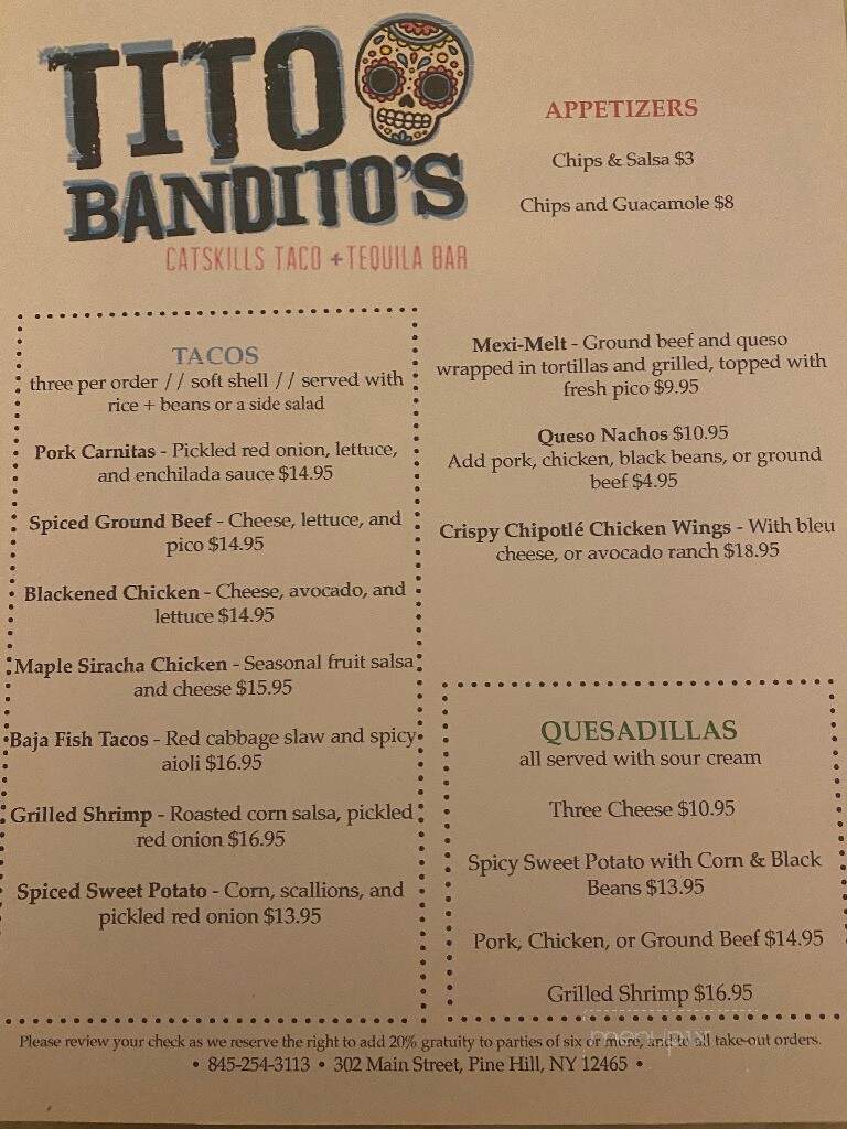 Tito Bandito's - Pine Hill, NY menu_pic