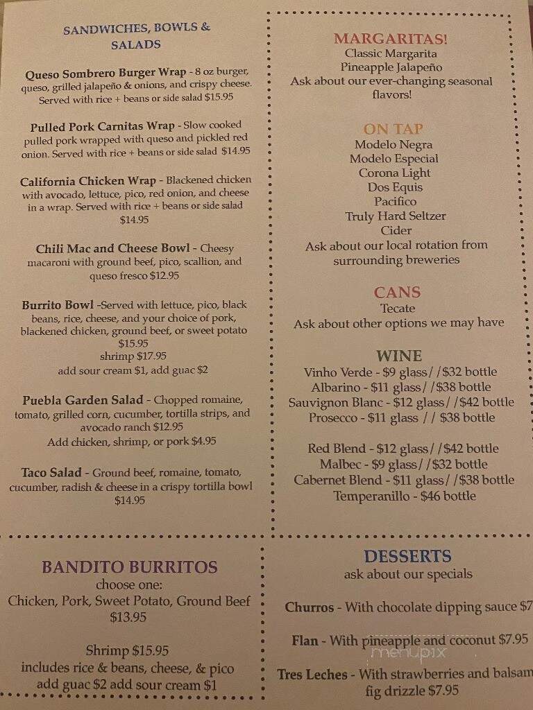 Tito Bandito's - Pine Hill, NY menu_pic