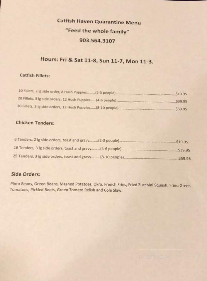 Catfish Haven - Whitesboro, TX menu_pic