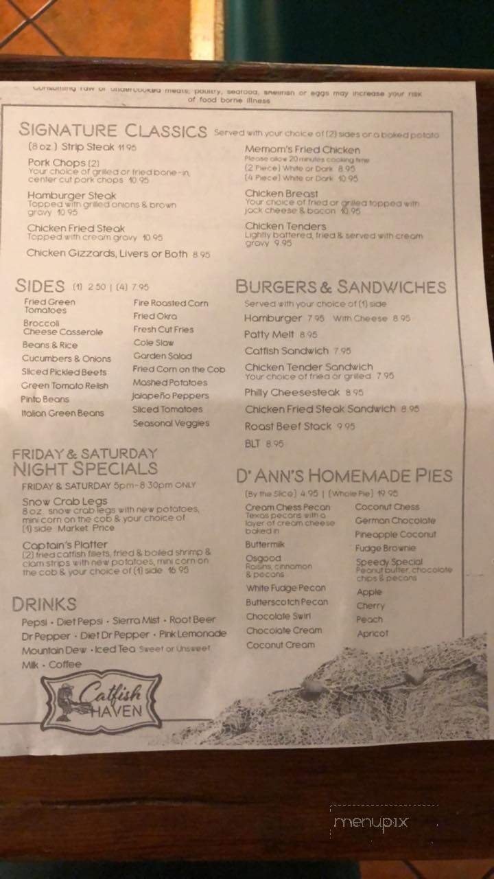 Catfish Haven - Whitesboro, TX menu_pic