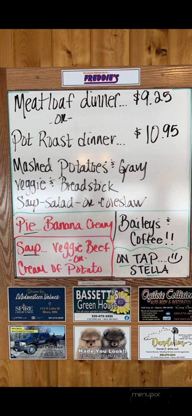 Freddies Restaurant & Take-Out - Mora, MN menu_pic