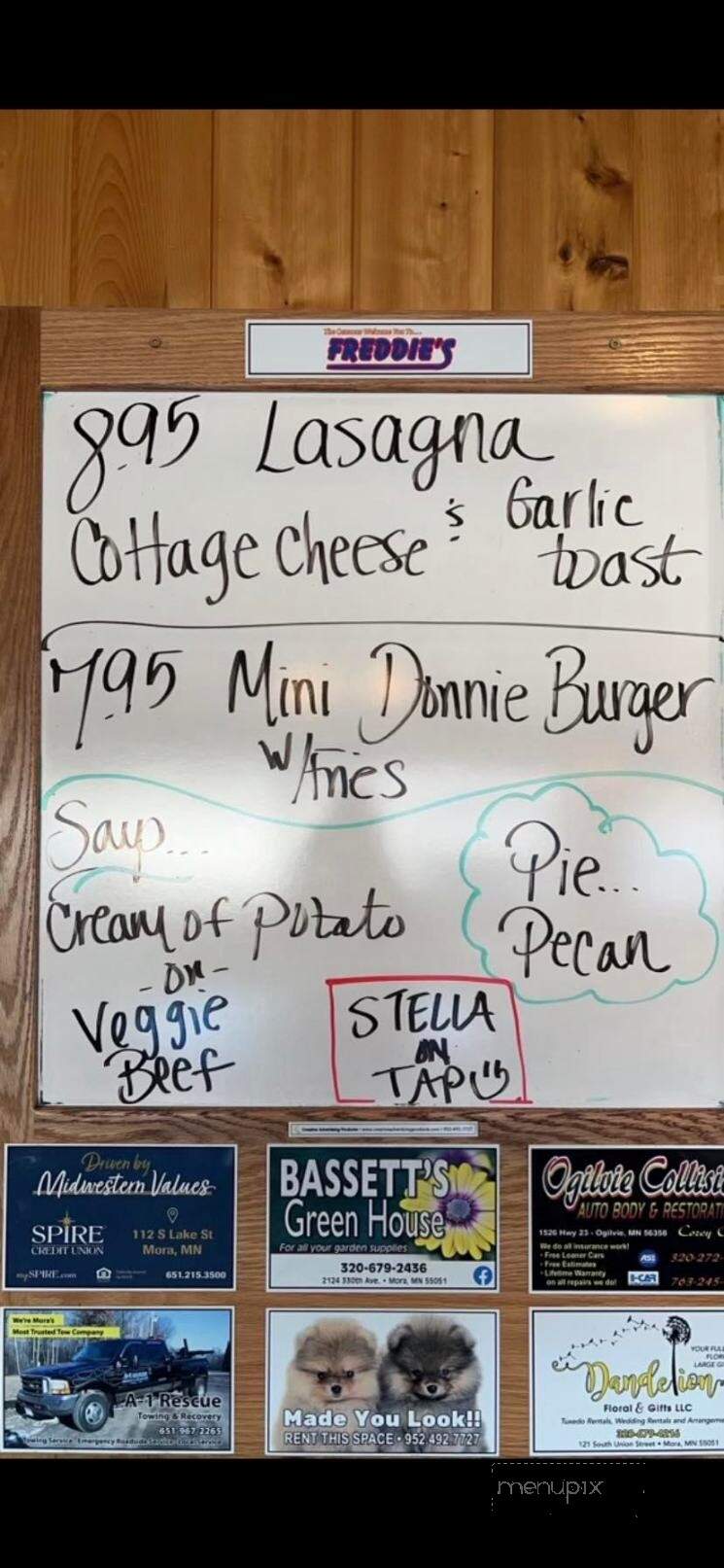 Freddies Restaurant & Take-Out - Mora, MN menu_pic