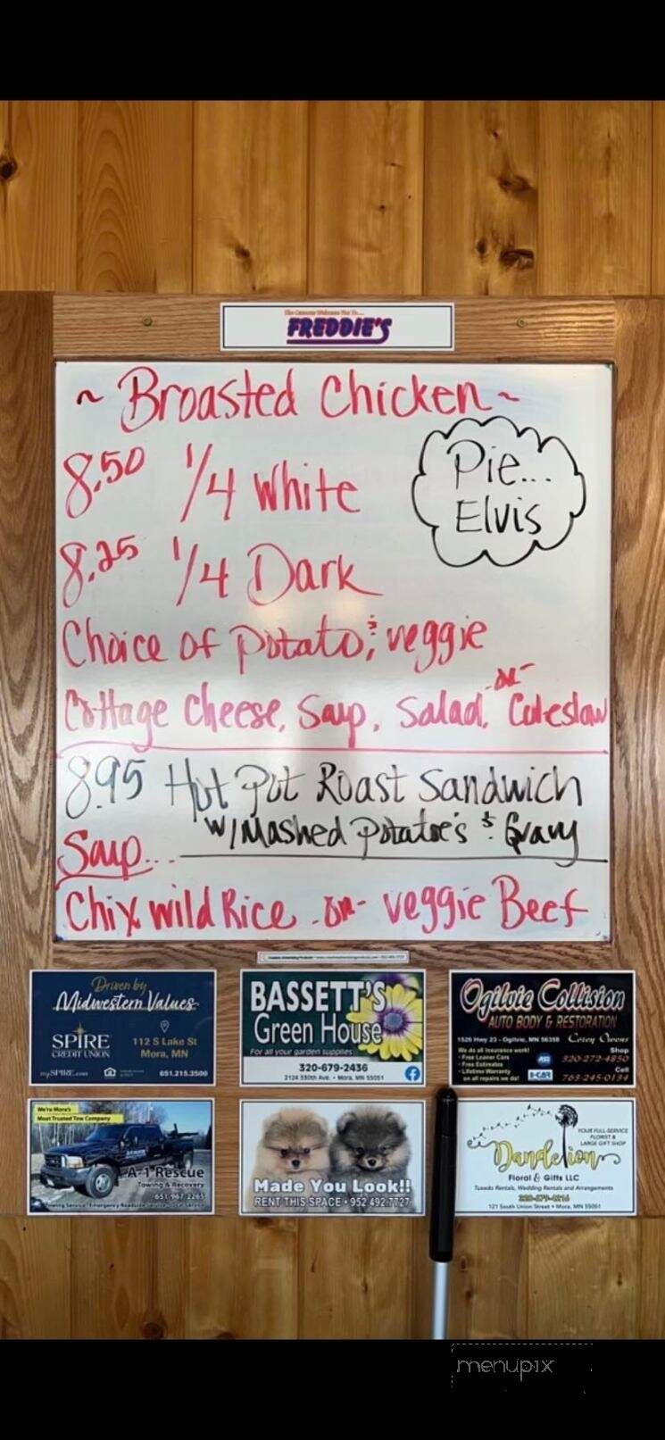 Freddies Restaurant & Take-Out - Mora, MN menu_pic