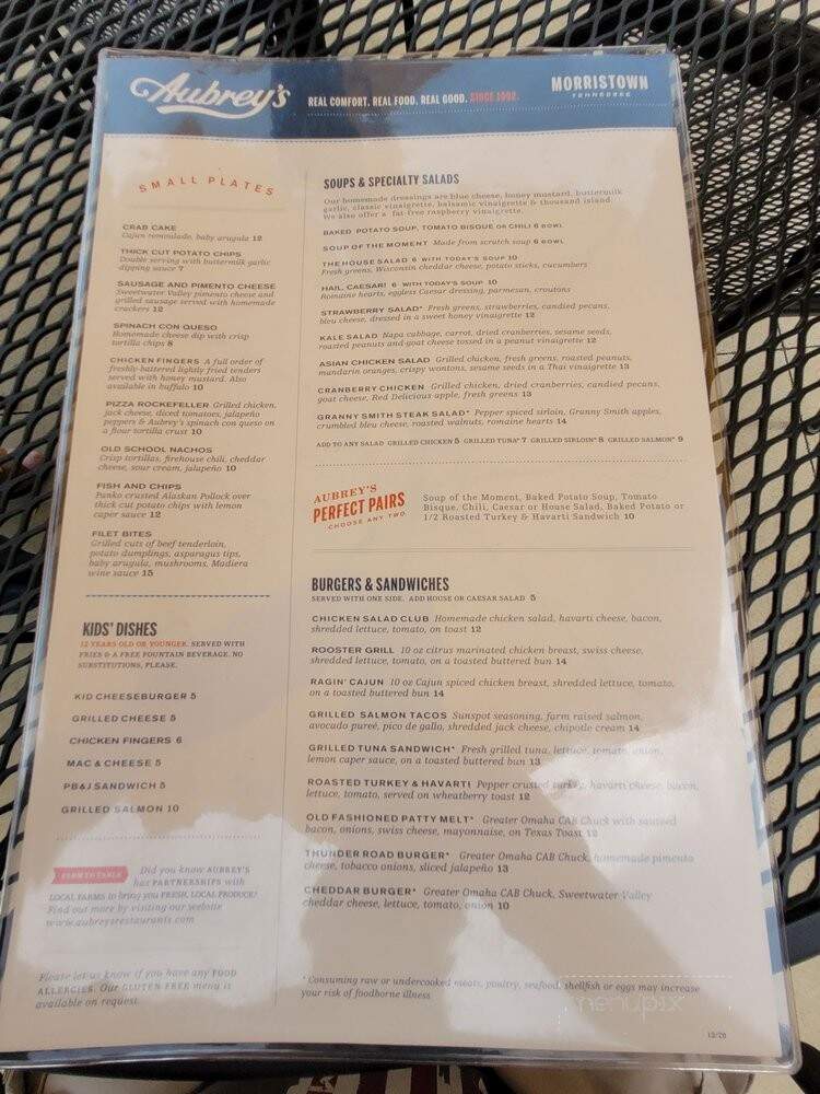 Aubrey's - Morristown, TN menu_pic
