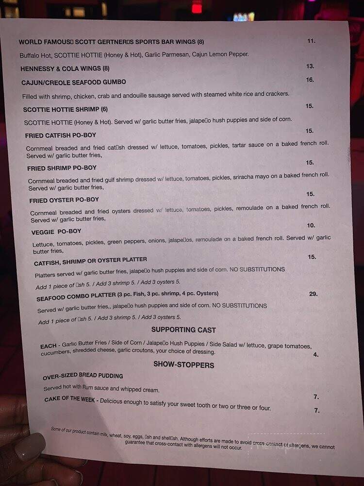 Scott Gertner's Rhythm Room - Houston, TX menu_pic