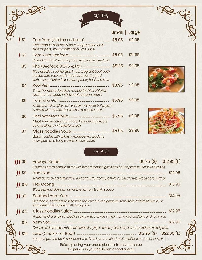 Thai Chada - Bellingham, MA menu_pic