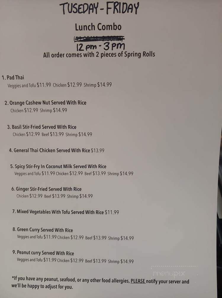 Southampton Thai Cuisine - Southampton, ON menu_pic