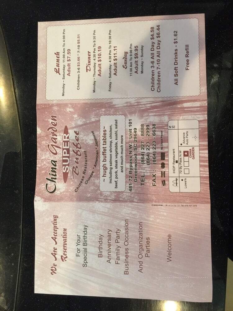 China Garden - Greenwood, SC menu_pic