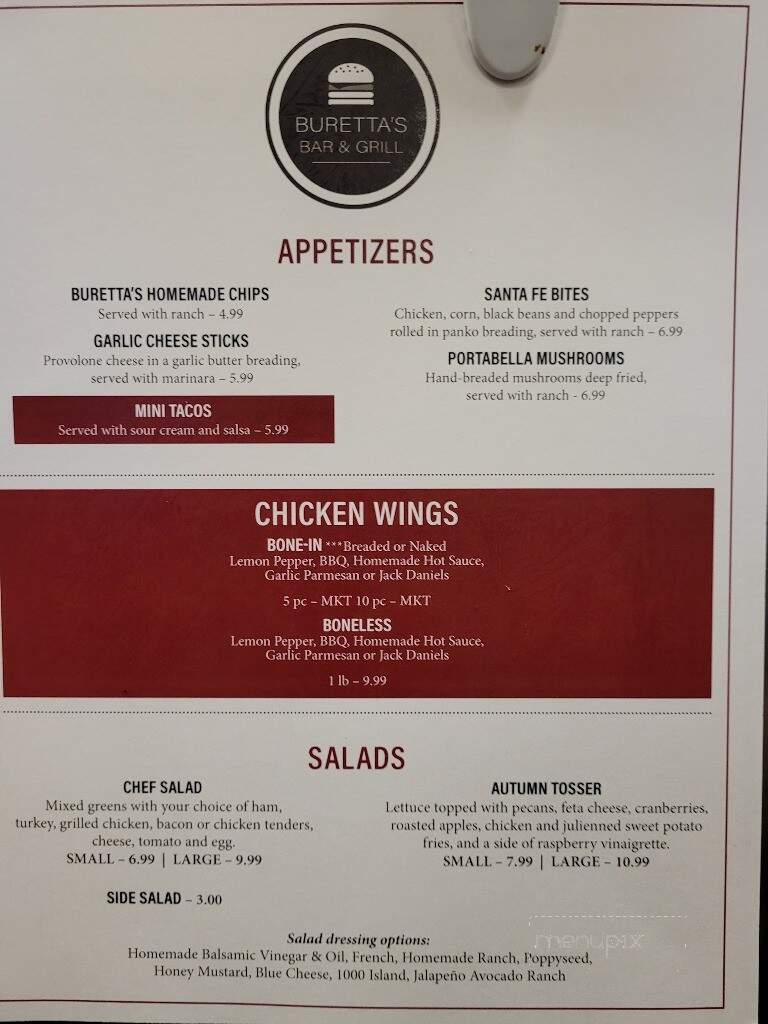 Buretta's - Nashville, IL menu_pic