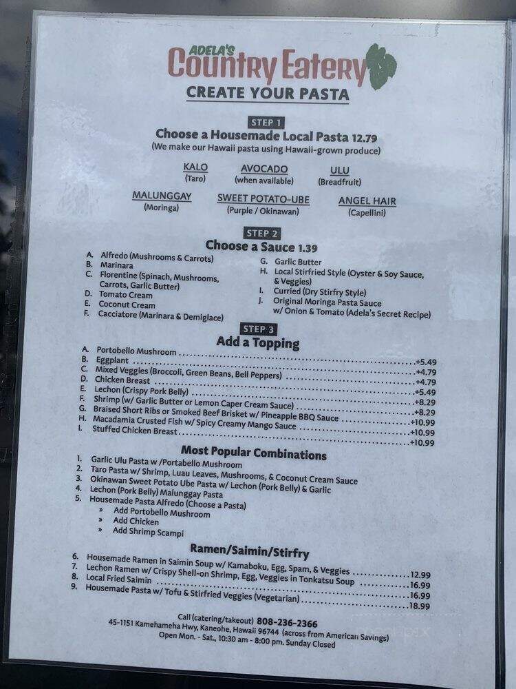 Adela's Country Eatery - Kaneohe, HI menu_pic
