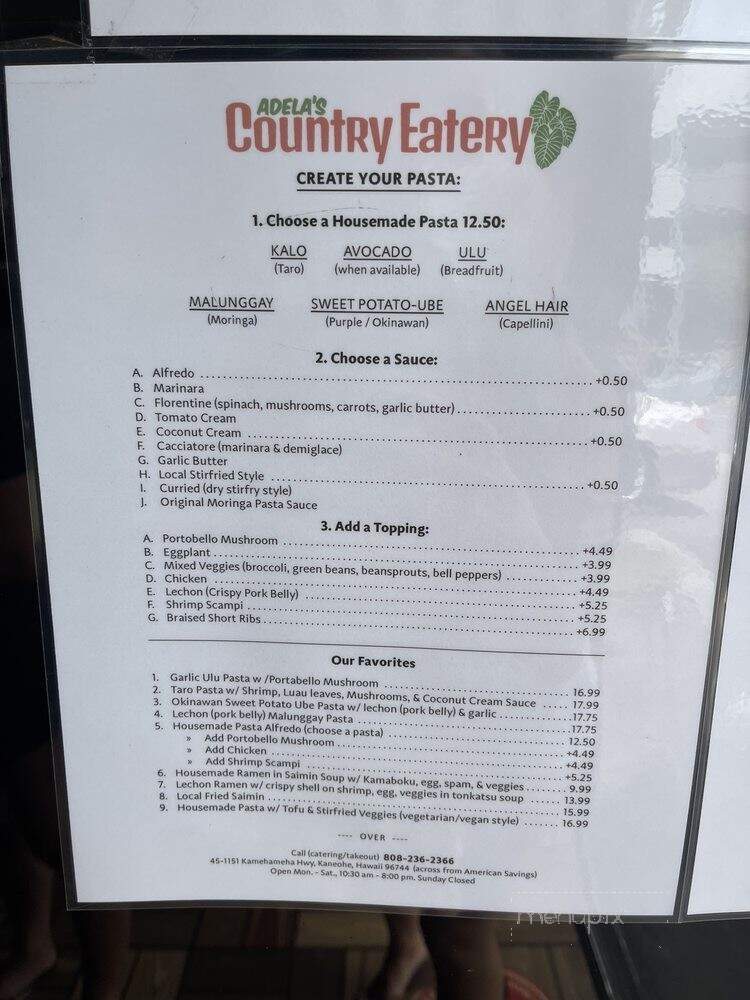 Adela's Country Eatery - Kaneohe, HI menu_pic
