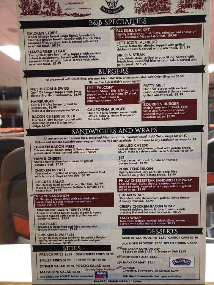 B & B Olympic Bowl - Preston, MN menu_pic