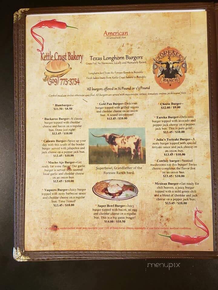 Esther's Restaurant - Republic, WA menu_pic