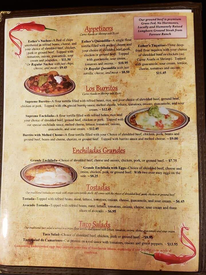 Esther's Restaurant - Republic, WA menu_pic