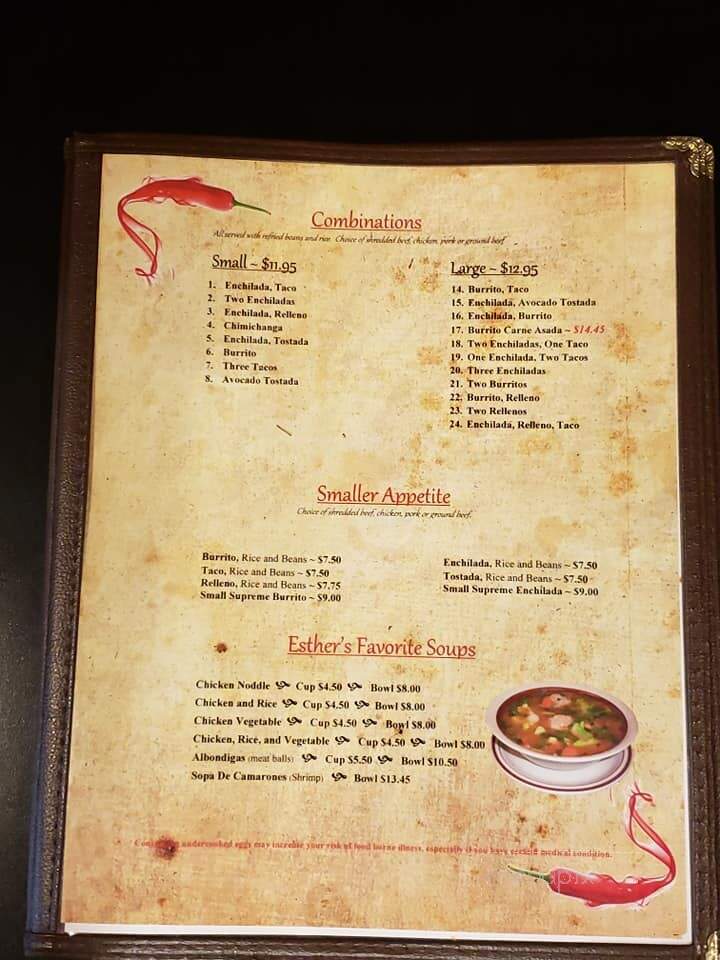 Esther's Restaurant - Republic, WA menu_pic