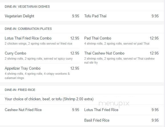 Lotus Thai Restaurant - St Thomas, ON menu_pic