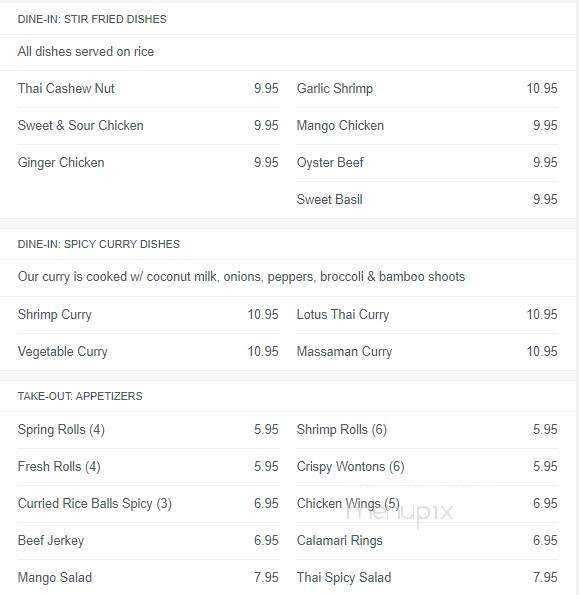 Lotus Thai Restaurant - St Thomas, ON menu_pic