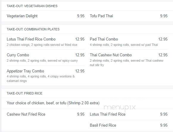 Lotus Thai Restaurant - St Thomas, ON menu_pic