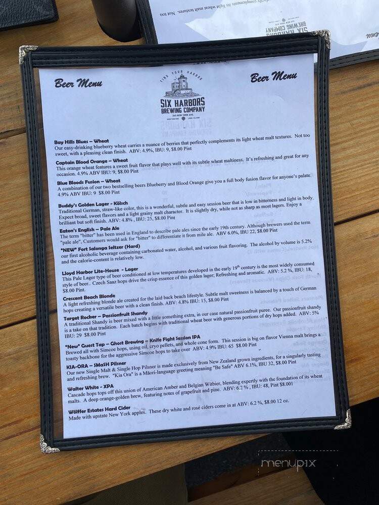Six Harbors Brewing Company - Huntington, NY menu_pic