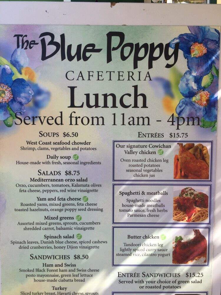 The Blue Poppy at The Butchart Gardens - Central Saanich, BC menu_pic