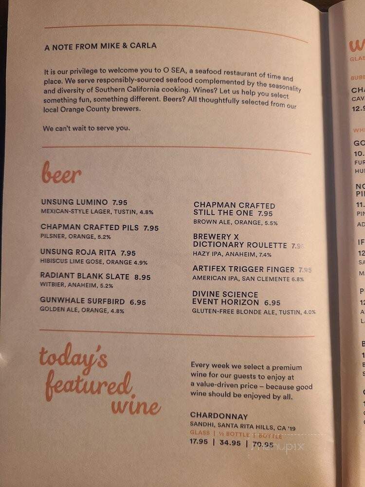 O Sea - Orange, CA menu_pic