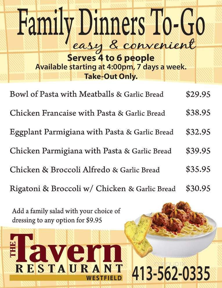 Tavern Restaurant - Westfield, MA menu_pic