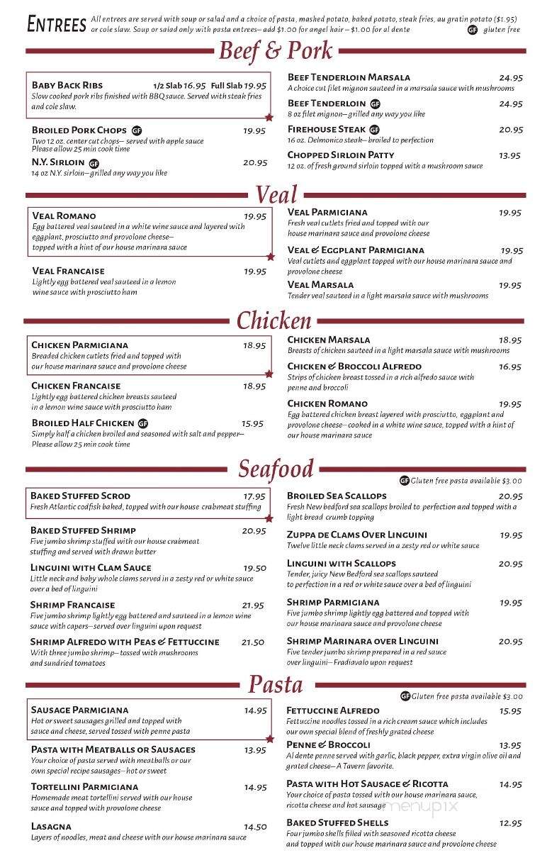 Tavern Restaurant - Westfield, MA menu_pic