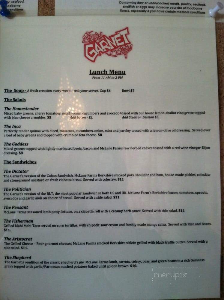 The Garnet Cafe - Coeur D'Alene, ID menu_pic
