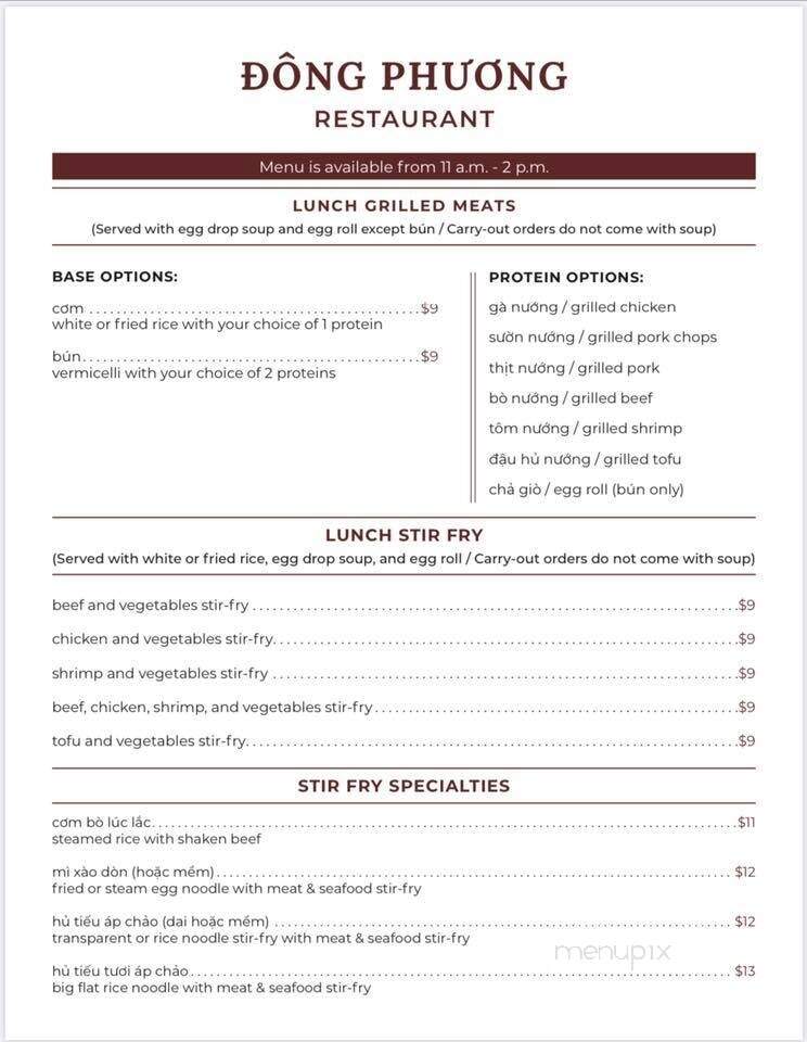 Dong Phuong Oriental Restaurant & Bakery - New Orleans, LA menu_pic