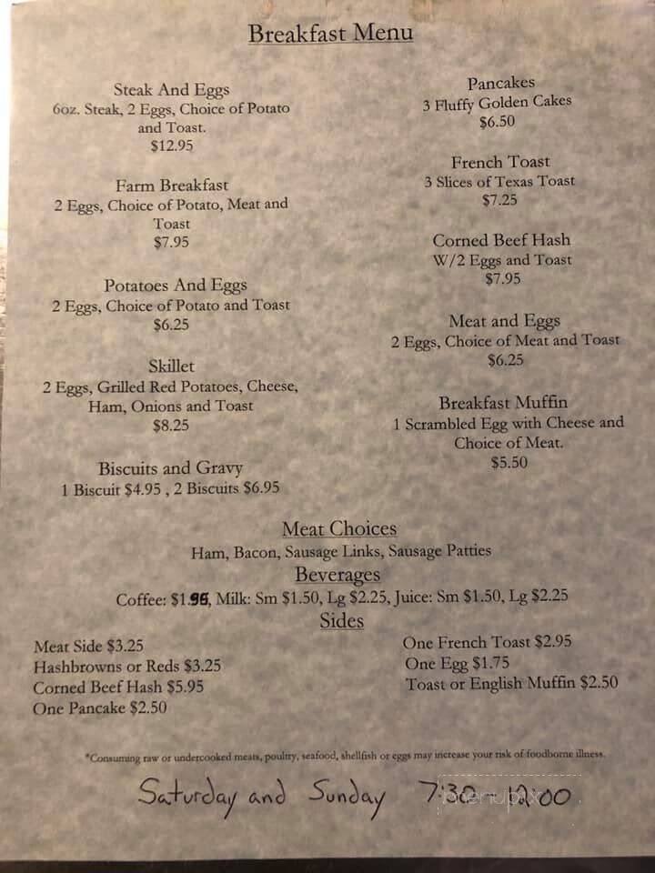 Hooterville Inn - Blue Mounds, WI menu_pic
