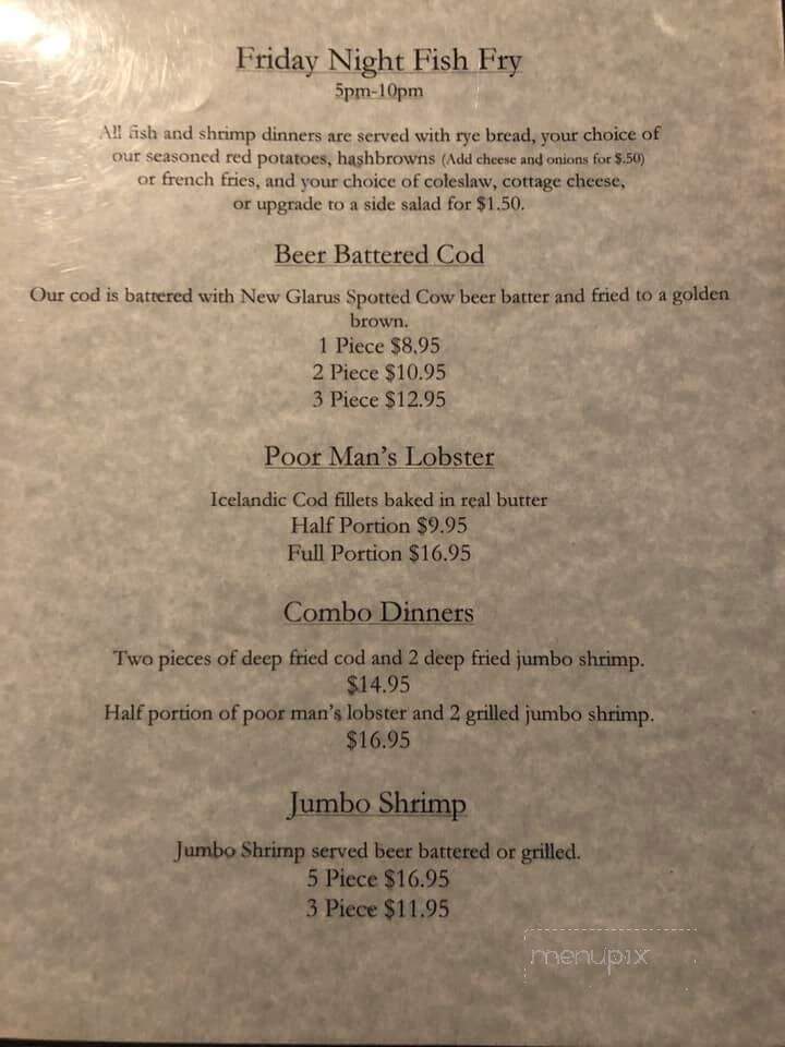 Hooterville Inn - Blue Mounds, WI menu_pic