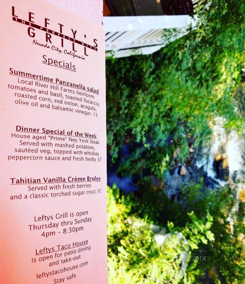 Lefty's Grill - Nevada City, CA menu_pic