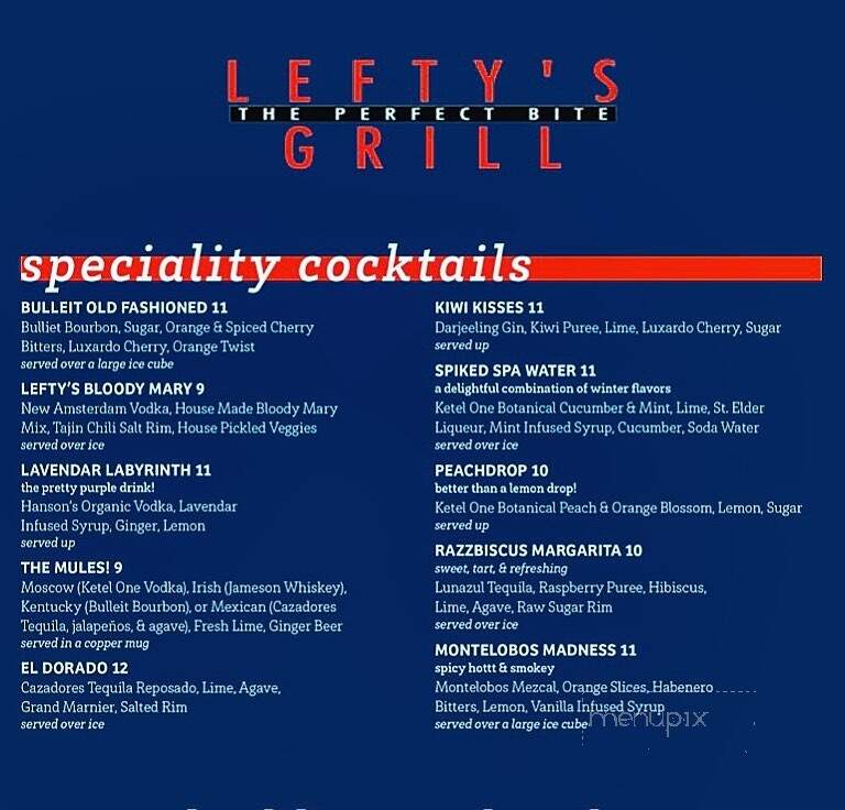 Lefty's Grill - Nevada City, CA menu_pic