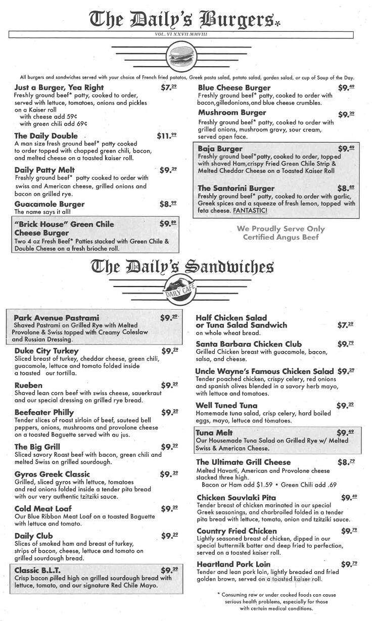 Vic's Daily Cafe - Albuquerque, NM menu_pic